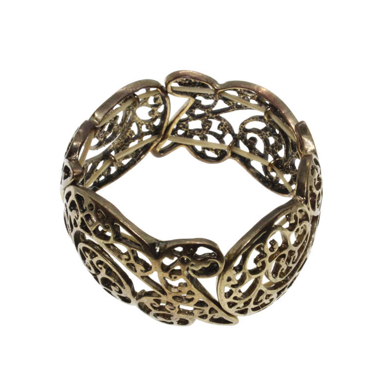 Bracelet -  Brass Tone expandable. Filigree style - ML2690
