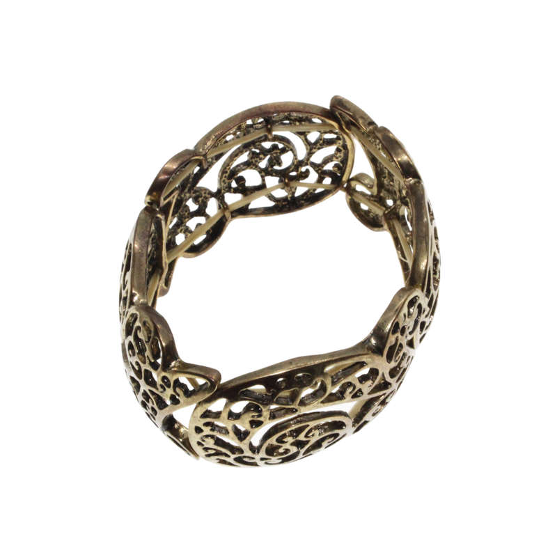 Bracelet -  Brass Tone expandable. Filigree style - ML2690