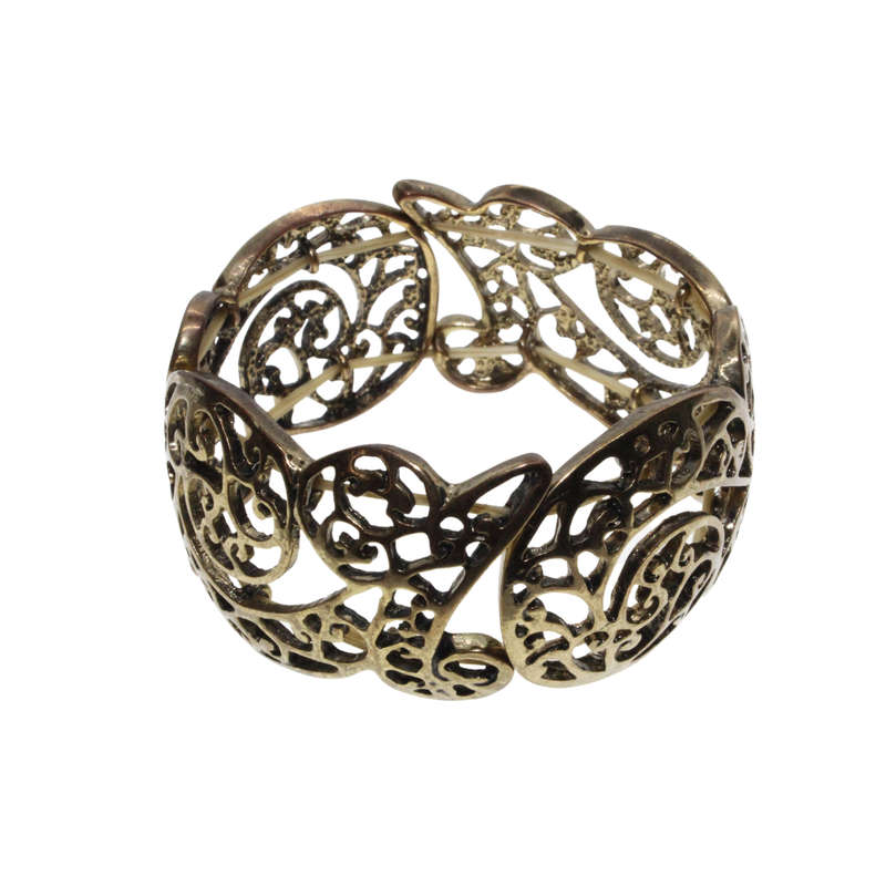 Bracelet -  Brass Tone expandable. Filigree style - ML2690