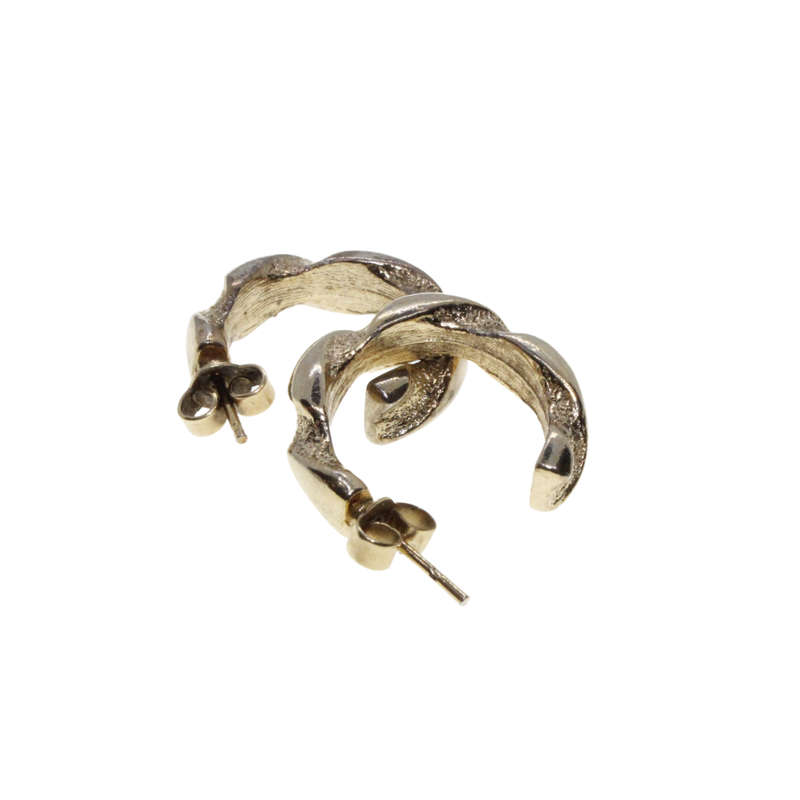 Earrings- Gold Tone Huggy Earrings. Twisted Design - ML2691