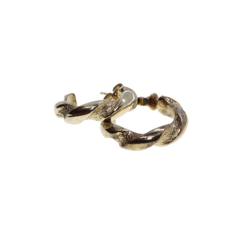 Earrings- Gold Tone Huggy Earrings. Twisted Design - ML2691