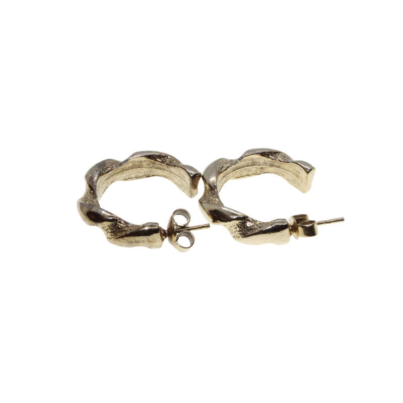 Earrings- Gold Tone Huggy Earrings. Twisted Design - ML2691