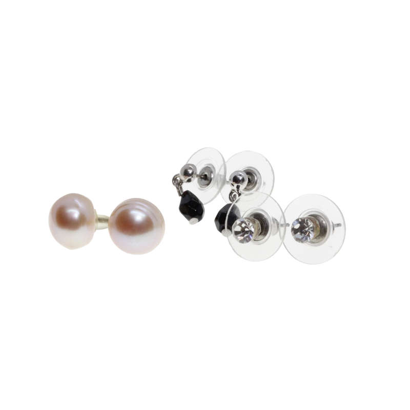Earrings - Silver Tone 3 x Sets Stud Earrings for Pierced Ears - ML2692