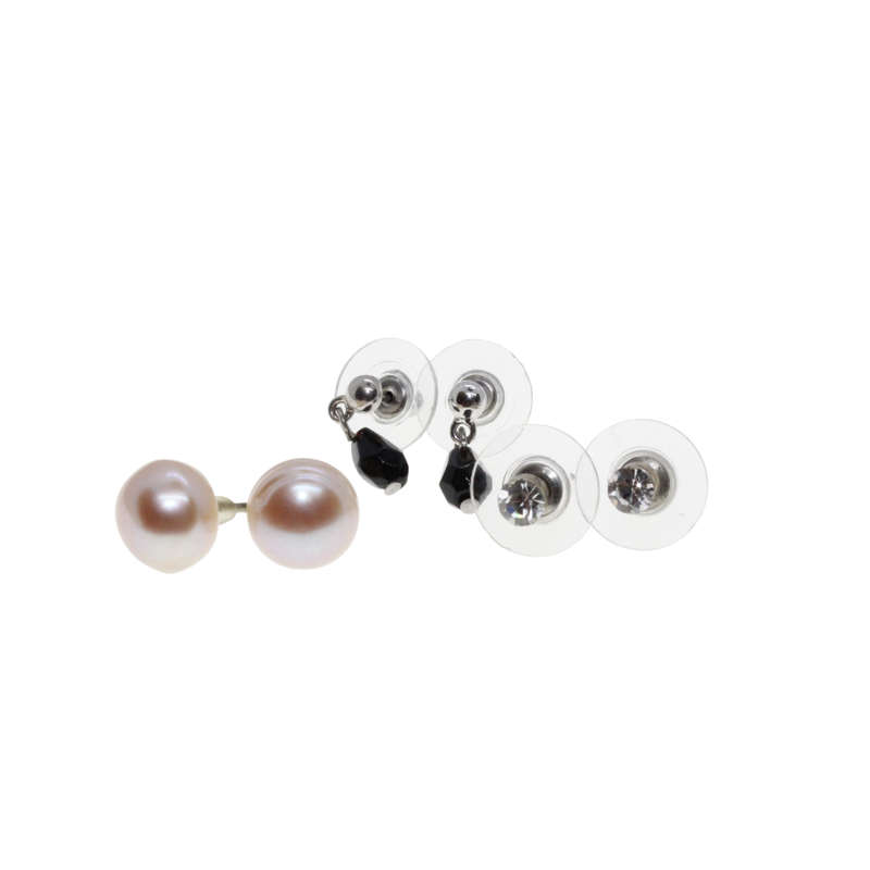 Earrings - Silver Tone 3 x Sets Stud Earrings for Pierced Ears - ML2692