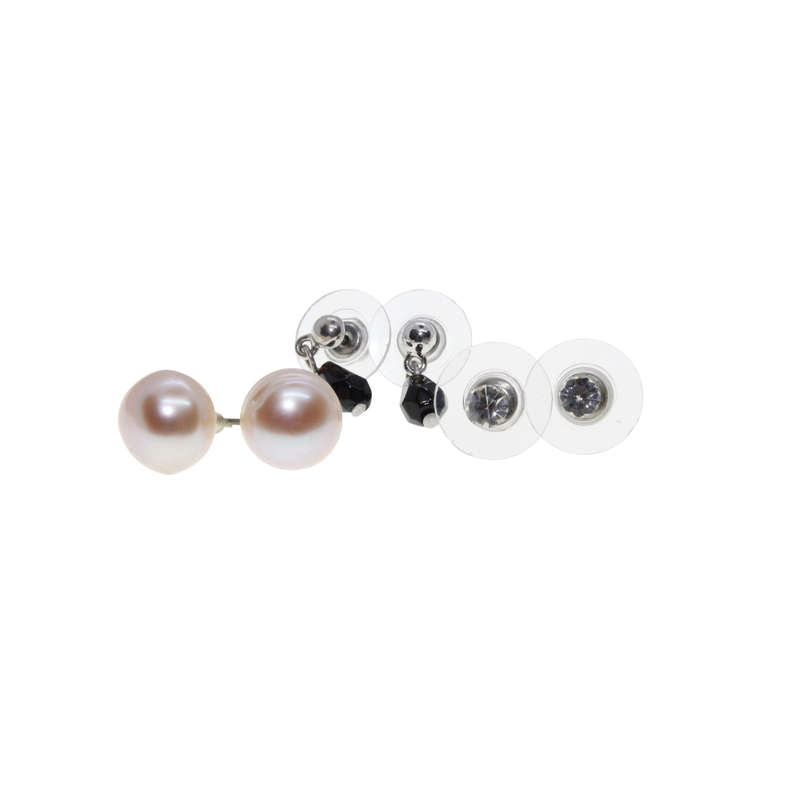 Earrings - Silver Tone 3 x Sets Stud Earrings for Pierced Ears - ML2692