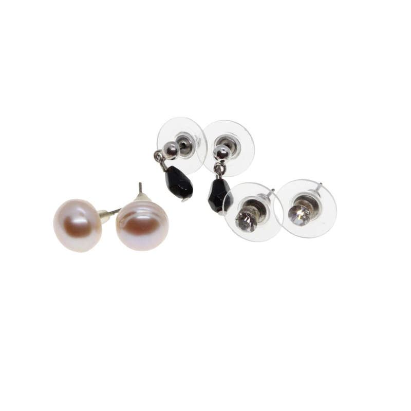 Earrings - Silver Tone 3 x Sets Stud Earrings for Pierced Ears - ML2692