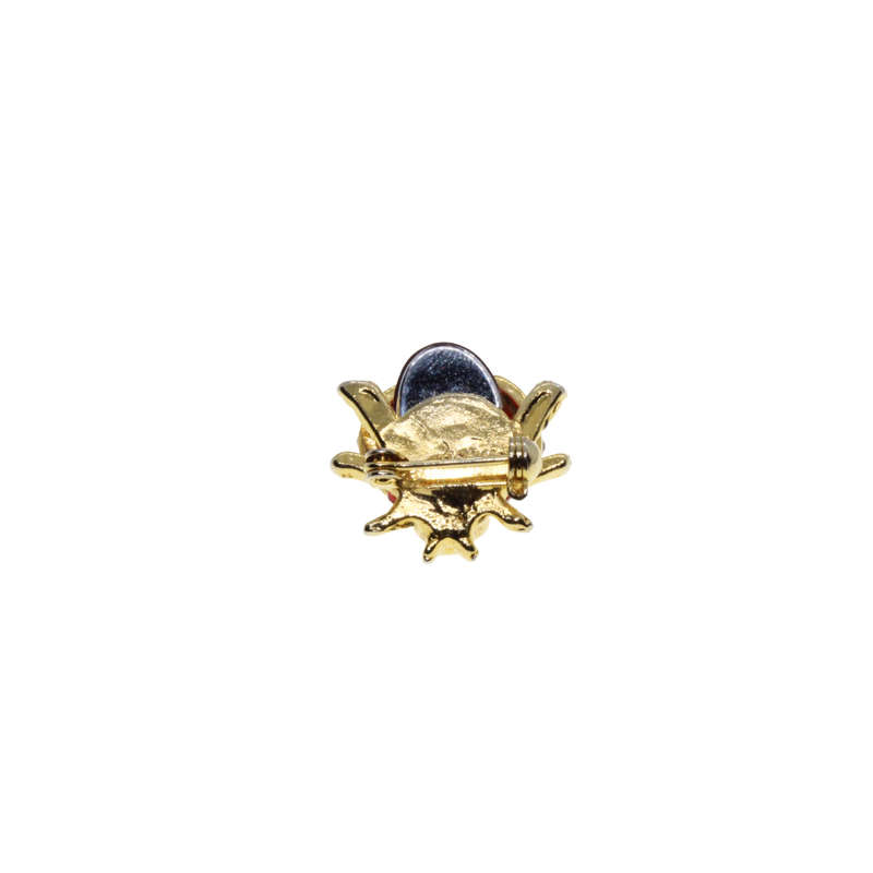 Brooch - Gold Tone Jelly Belly Lady Bug Lapel Pin with Red and Clear Diamantes - ML2702