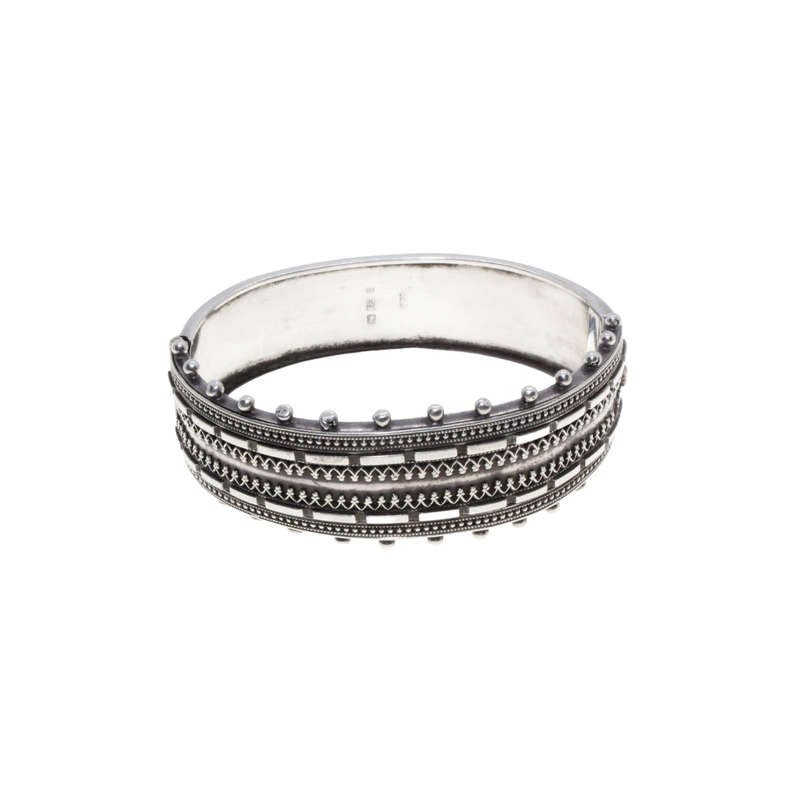 Bracelet - Sterling Hallmarked Georgion Canitille Cuff Bracelet (Similar to Filigree) - ML2705