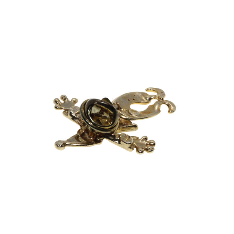 Brooch - Gold Tone Vintage Clown with movable body. Clear & Green Rhinestones - ML2707