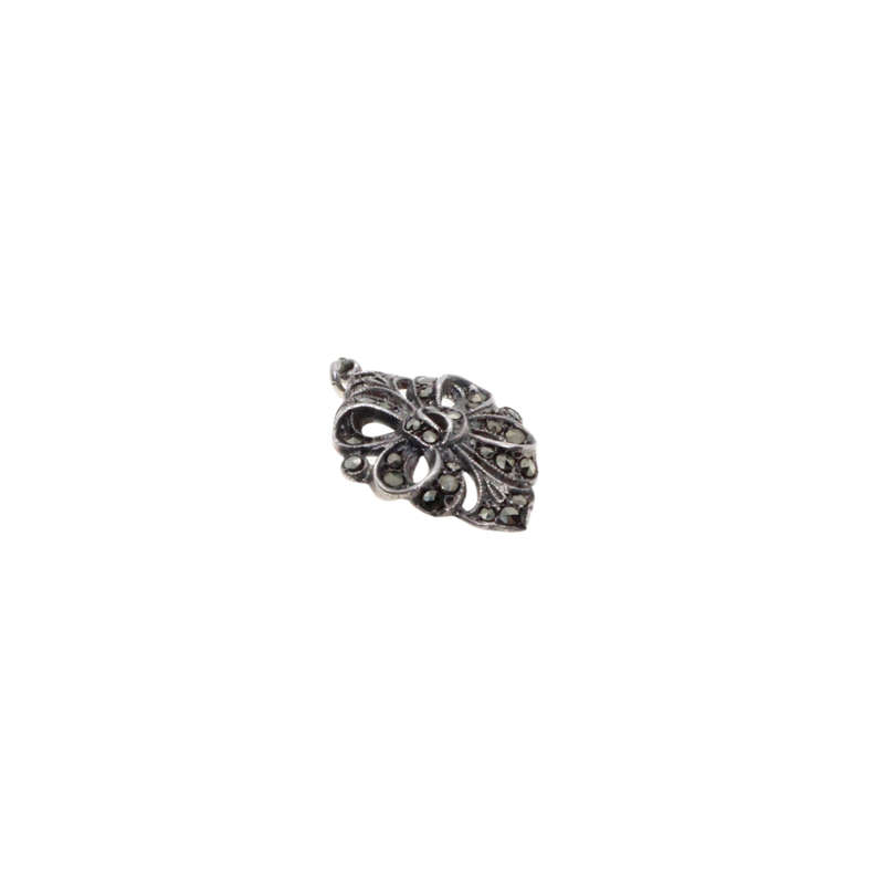 Pendant - Vintage Silver Tone Marcasite Pendant Butterfly Design Inside - ML2713