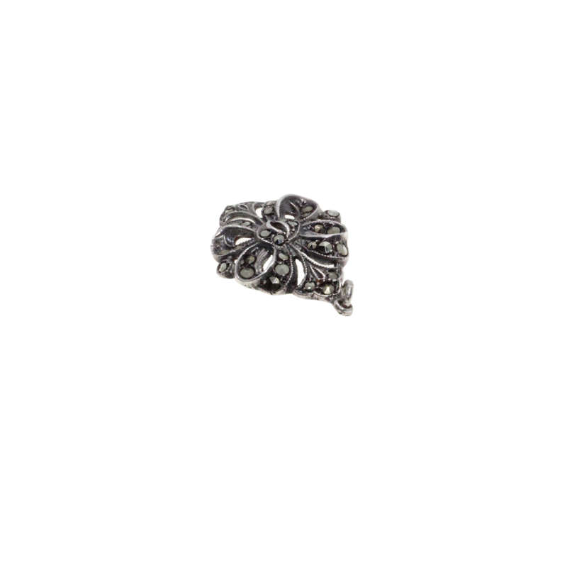 Pendant - Vintage Silver Tone Marcasite Pendant Butterfly Design Inside - ML2713