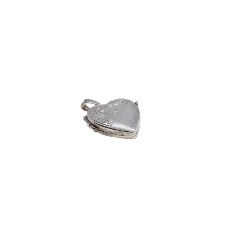 Pendant - Vintage 925 Silver Etched Heart Shaped Locket Pendant - ML2715