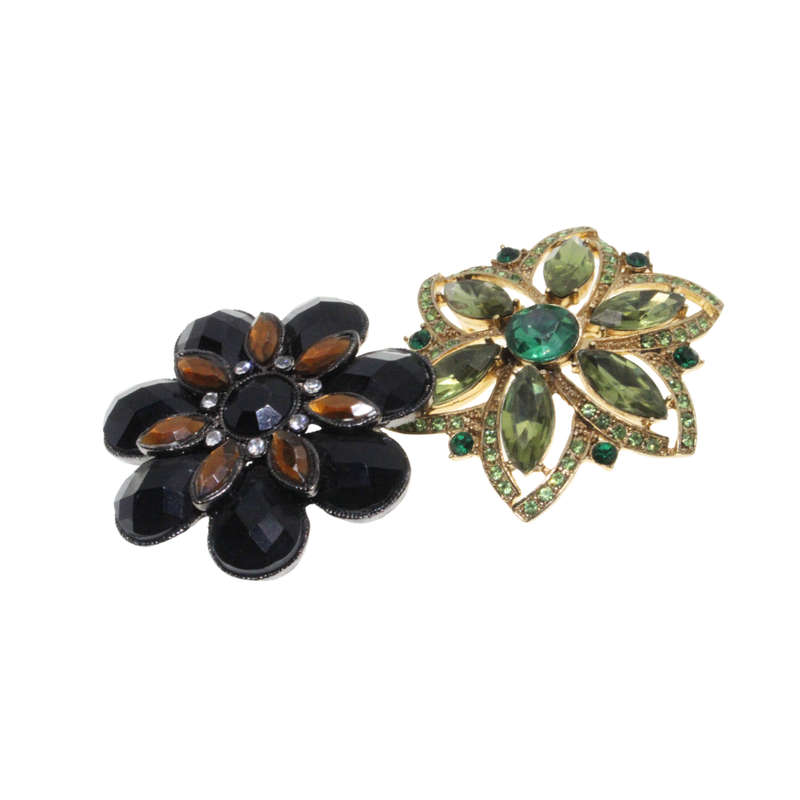 Brooches-Silver Tone x 2 Sparkly Fashion Brooches Autumn Colour Beads - ML2725