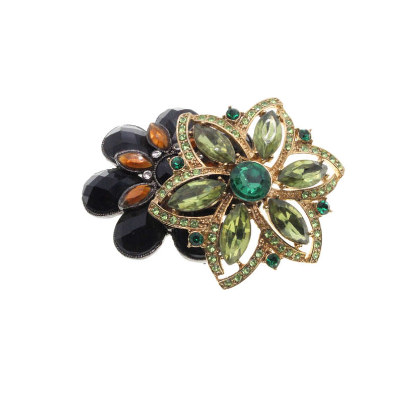 Brooches-Silver Tone x 2 Sparkly Fashion Brooches Autumn Colour Beads - ML2725