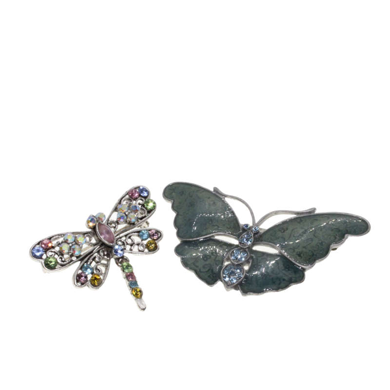 Brooches - Jade/Turquoise Butterfly. Coloured Rhinestone Dragonfly - ML2731