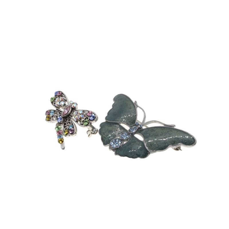 Brooches - Jade/Turquoise Butterfly. Coloured Rhinestone Dragonfly - ML2731