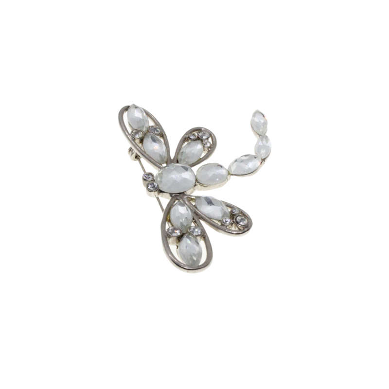 Brooch - Silver Tone Vintage Monet Crystal Rhinstone Dragonfly - ML2736