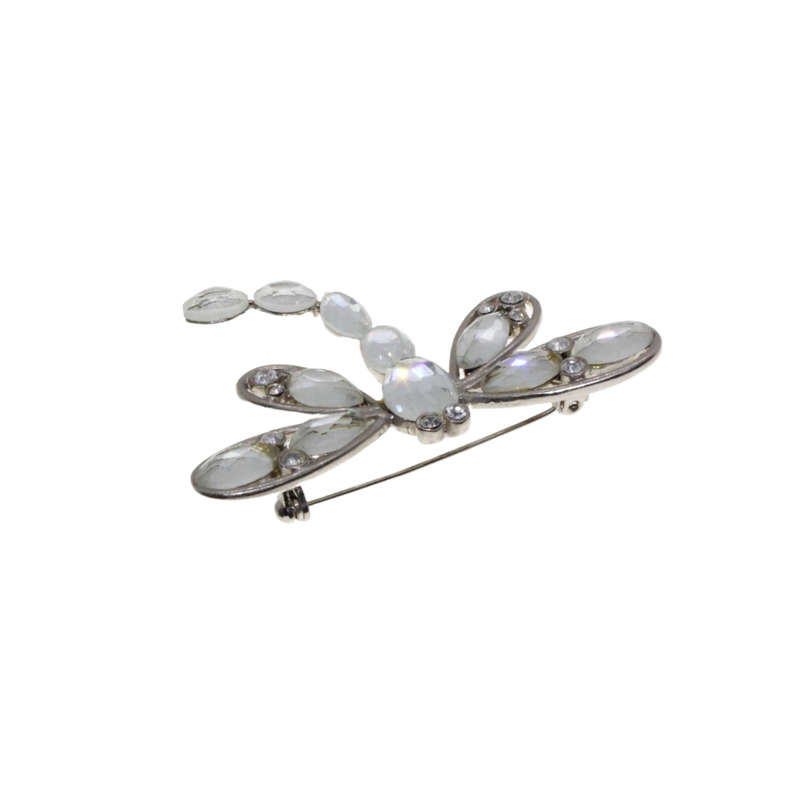 Brooch - Silver Tone Vintage Monet Crystal Rhinstone Dragonfly - ML2736