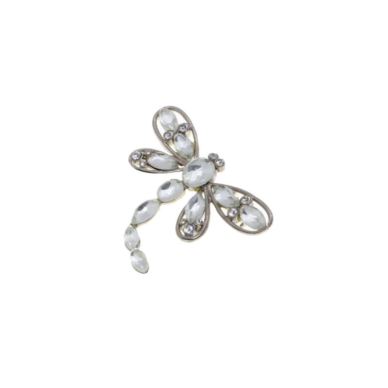 Brooch - Silver Tone Vintage Monet Crystal Rhinstone Dragonfly - ML2736