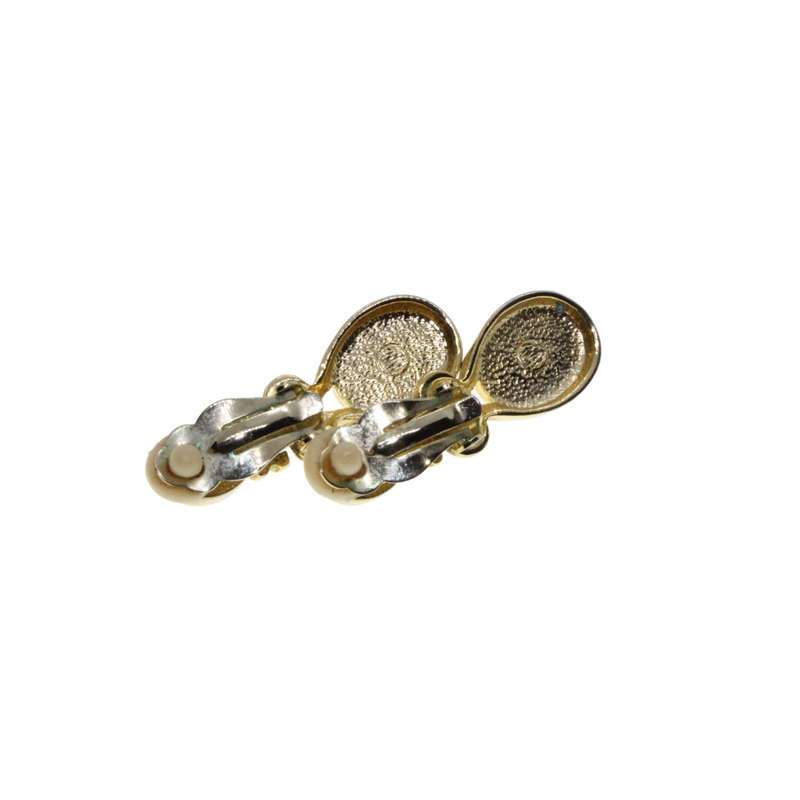 Earrings - Gold Tone Vintage Clip on Faux Pearl Drop Earrings - ML2747