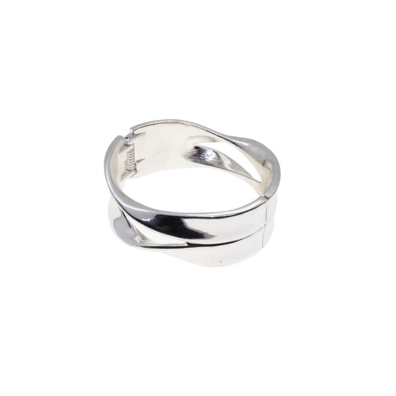 Bangle - Silver Tone Criss Cross Chunky Fashion Bangle - ML2762
