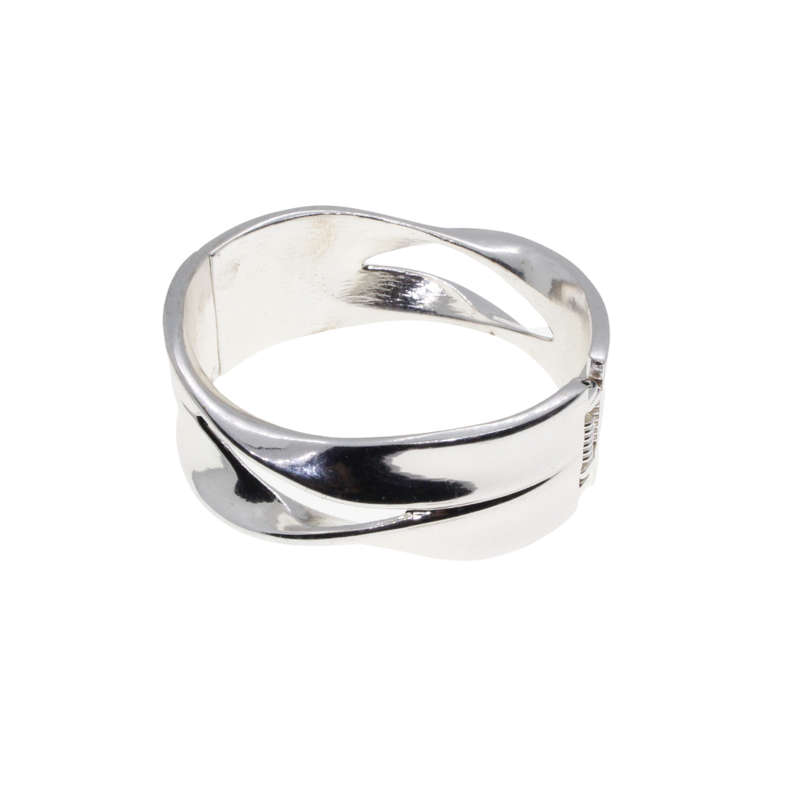 Bangle - Silver Tone Criss Cross Chunky Fashion Bangle - ML2762
