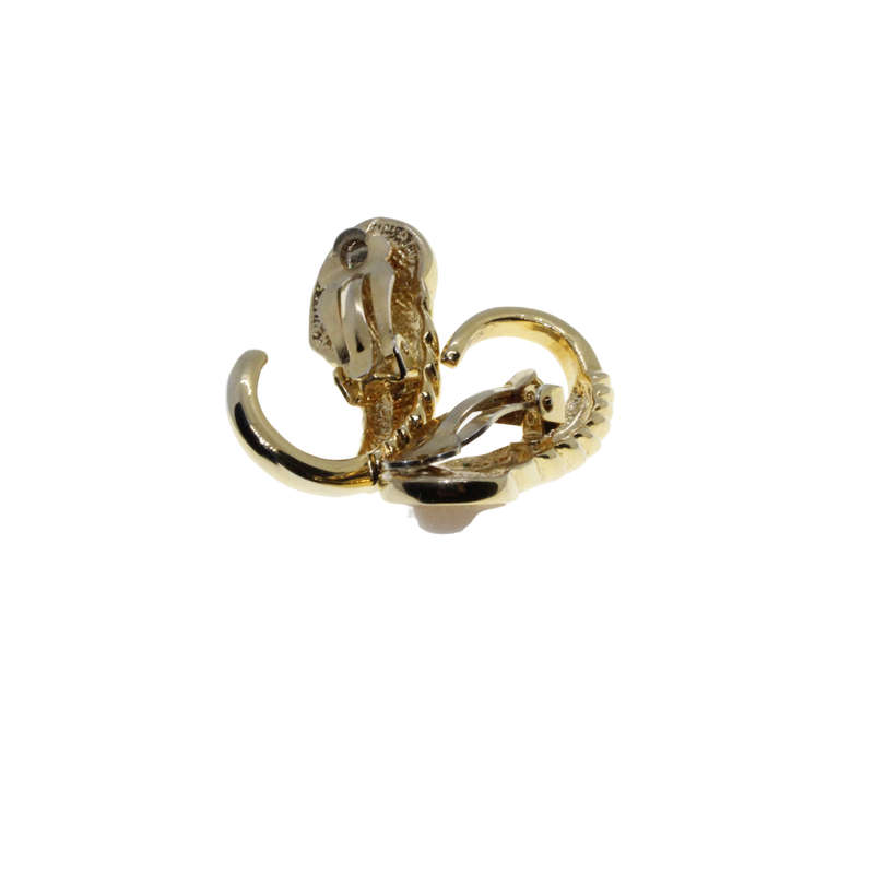 Earrings - Gold Tone Hook Design with Faux Marbe Pearl with Diamantes - ML2763