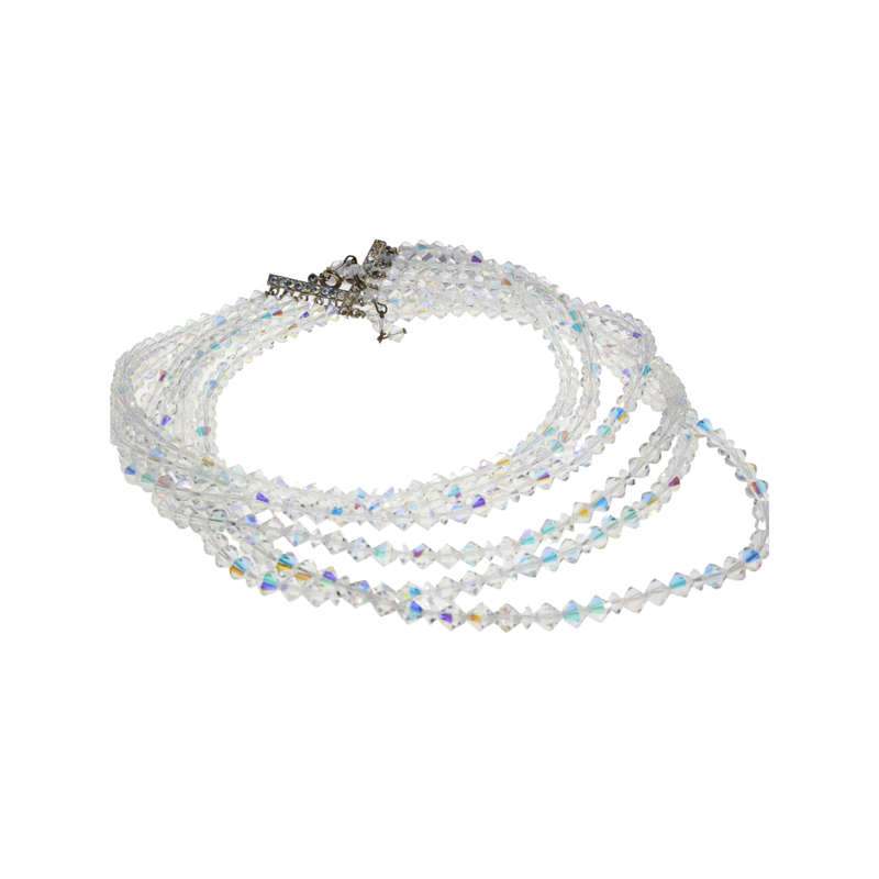 Necklace - Silver Tone with Crystal Beads. 6 Strands - ML2782