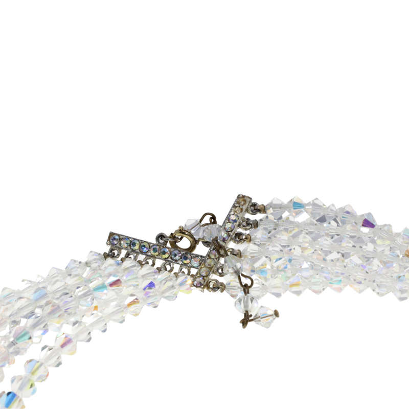 Necklace - Silver Tone with Crystal Beads. 6 Strands - ML2782