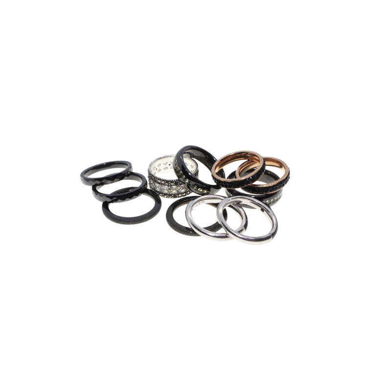 Ring - Gold and Silver Tone Diamante Assorted Rings. 11 Rings - ML2784
