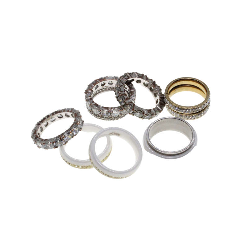 Ring - Silver and Gold Tone assorted Diamante Rings. 9 Rings - ML2786