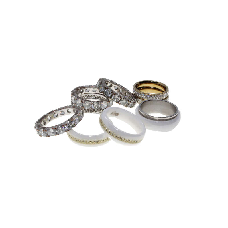 Ring - Silver and Gold Tone assorted Diamante Rings. 9 Rings - ML2786