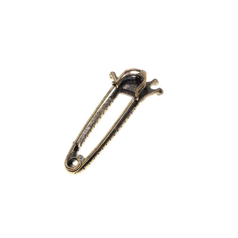 Brooch - Brass Tone Fashion Large Cardigan Diamante Crown Brooch - ML2789
