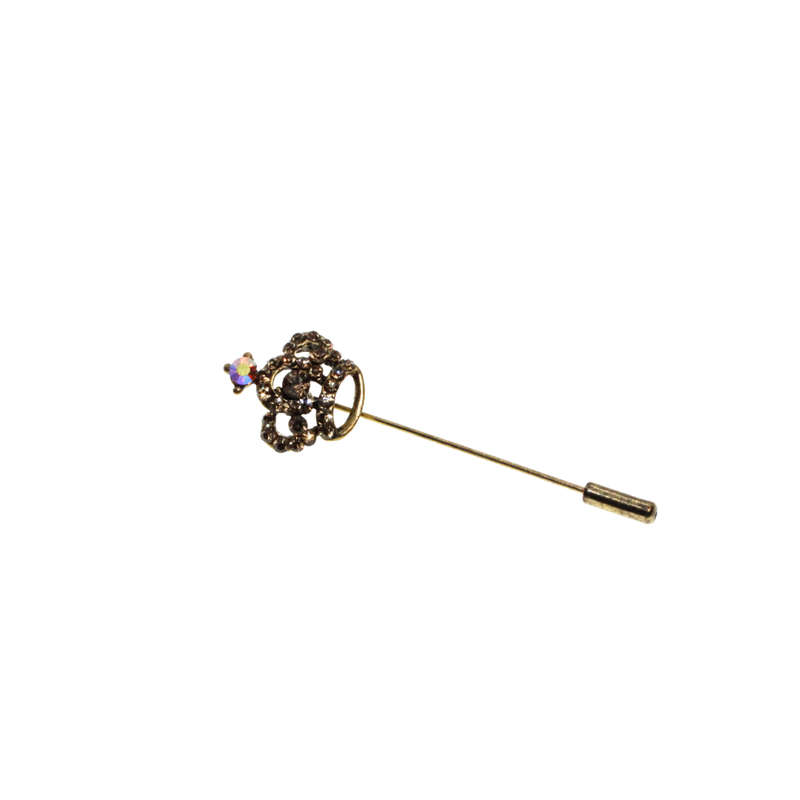 Lapel Pin - Brass Tone Diamante Crown Design - ML2790
