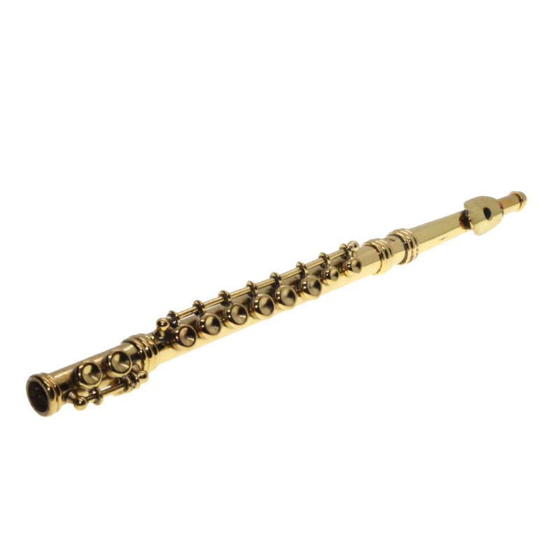 Antique Collectible - Authentic Miniature Flute. Handmade. Brass. Black Case. - ML2793