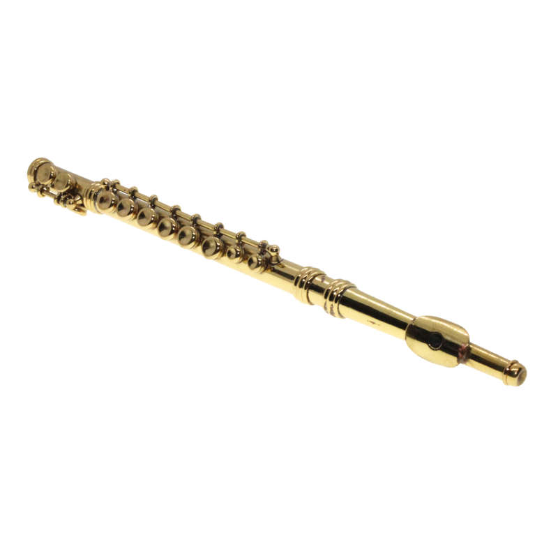 Antique Collectible - Authentic Miniature Flute. Handmade. Brass. Black Case. - ML2793
