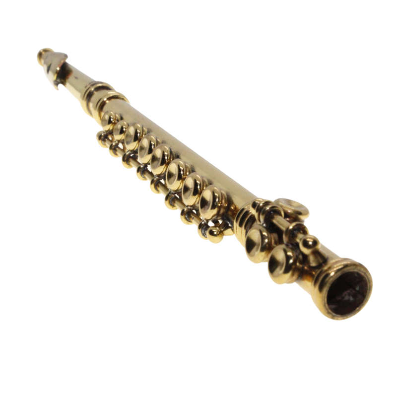 Antique Collectible - Authentic Miniature Flute. Handmade. Brass. Black Case. - ML2793