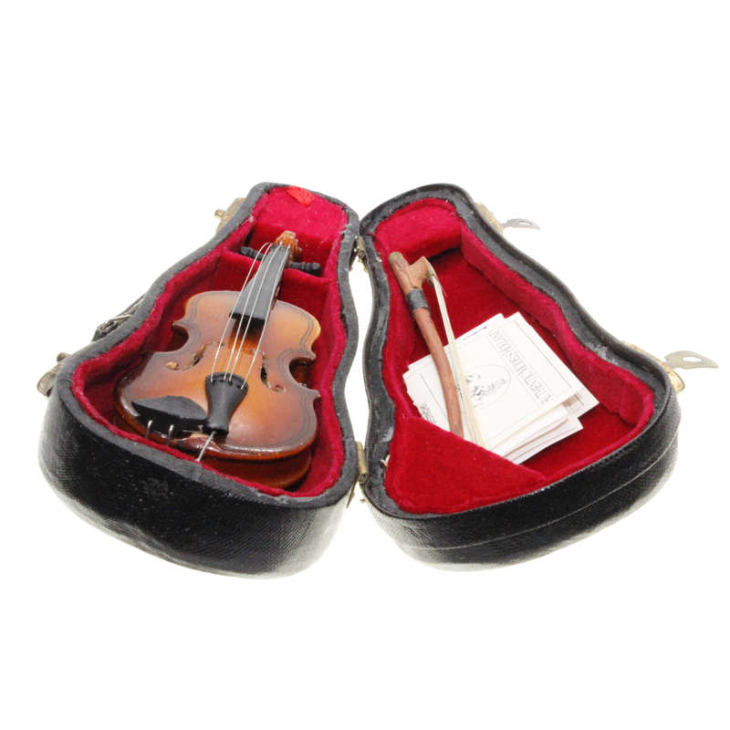 Antique Collectible - Authentic Miniature Violin and Bow. Black Case - ML2794