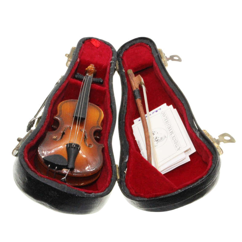 Antique Collectible - Authentic Miniature Violin and Bow. Black Case - ML2794