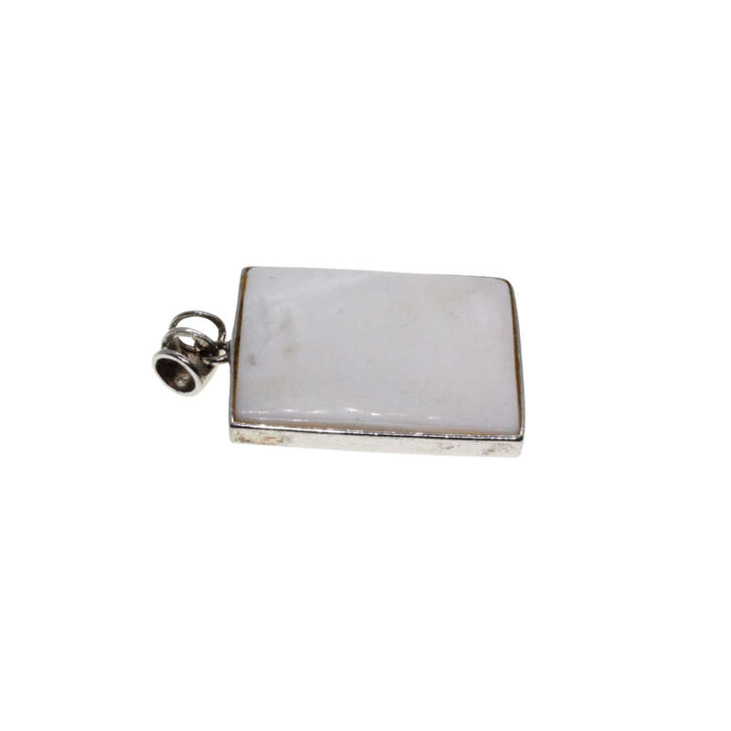Pendant - 925 Silver Pendant, Silver Frame. Mother of Pearl back & front. Gem Stones - ML2803