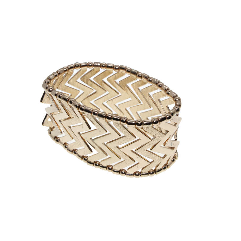 Bracelet - Gold Tone Aztec Design. Stretch Bracelet - ML2807
