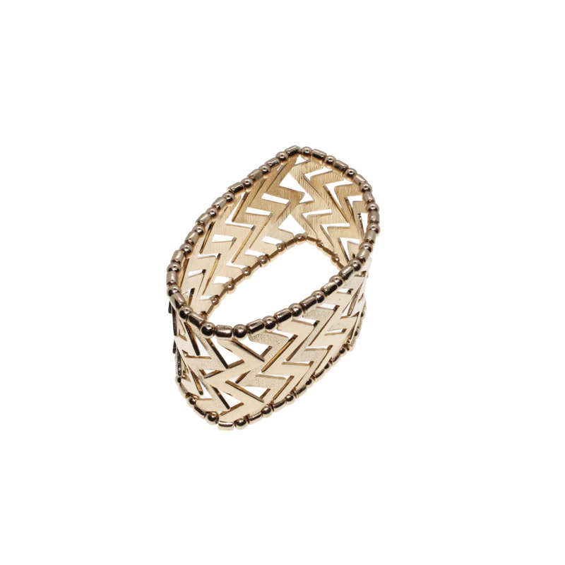 Bracelet - Gold Tone Aztec Design. Stretch Bracelet - ML2807