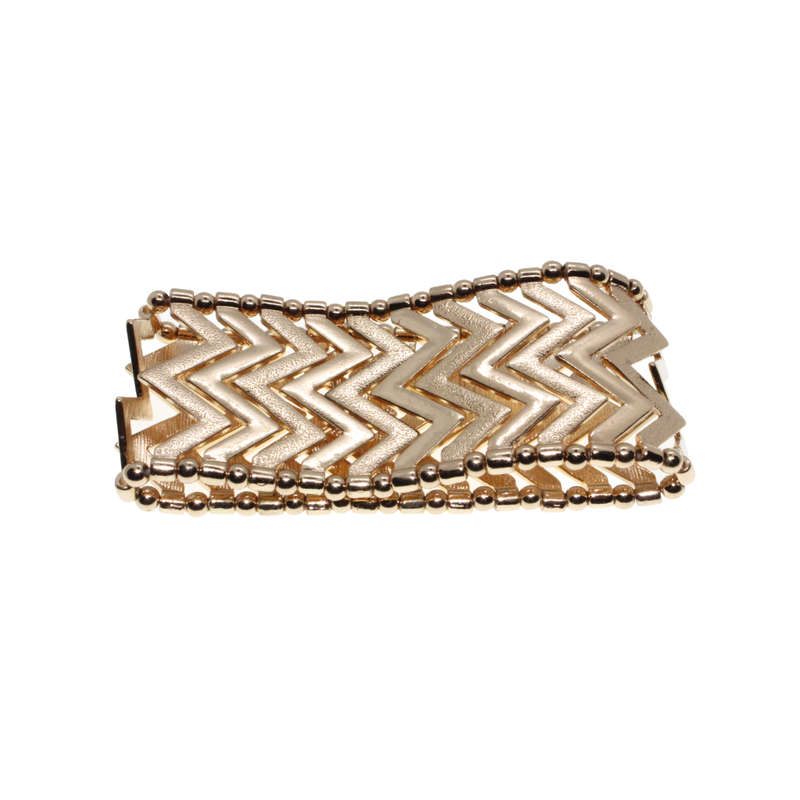 Bracelet - Gold Tone Aztec Design. Stretch Bracelet - ML2807