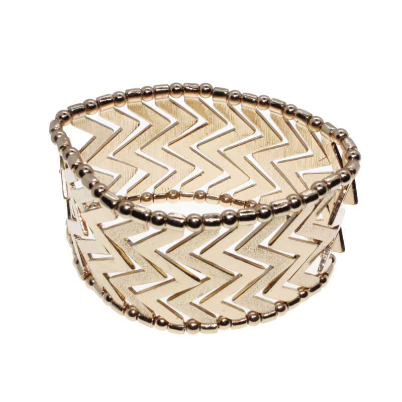 Bracelet - Gold Tone Aztec Design. Stretch Bracelet - ML2807