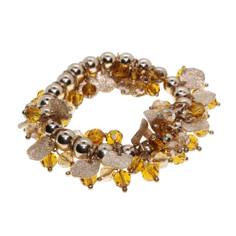 Bracelet - Gold Tone Autumn themed, Mulit-Colour Gold Beads - ML2808