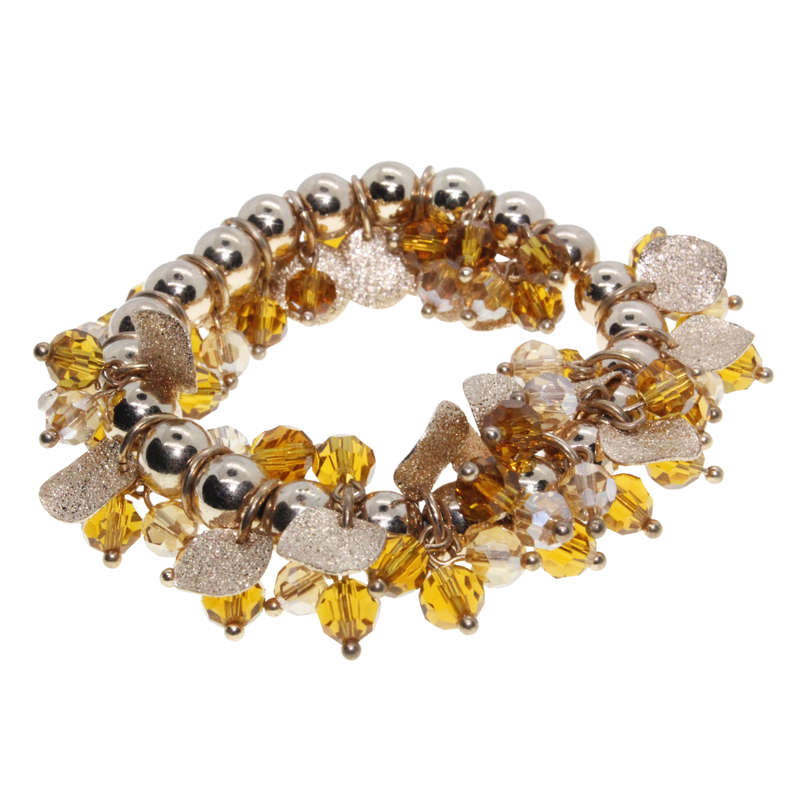 Bracelet - Gold Tone Autumn themed, Mulit-Colour Gold Beads - ML2808