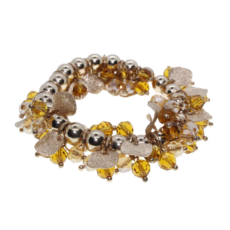 Bracelet - Gold Tone Autumn themed, Mulit-Colour Gold Beads - ML2808