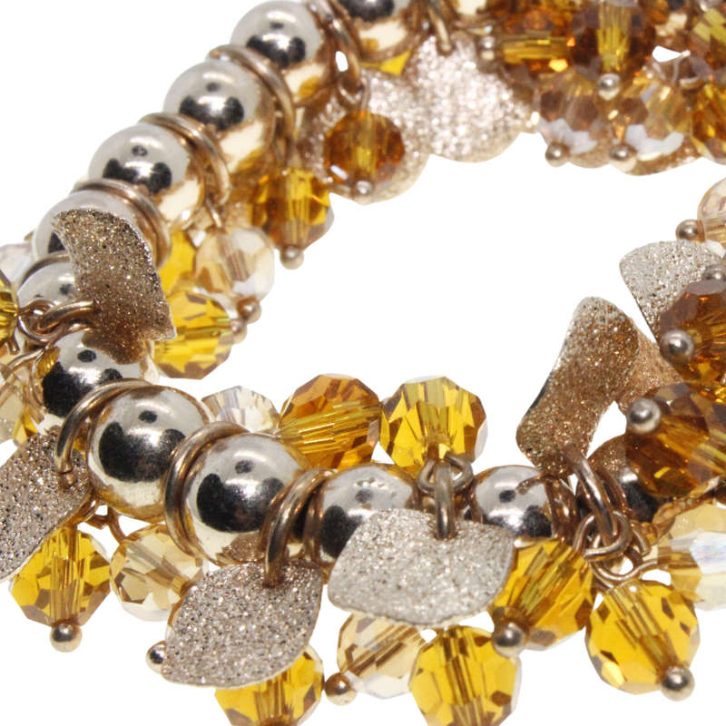 Bracelet - Gold Tone Autumn themed, Mulit-Colour Gold Beads - ML2808