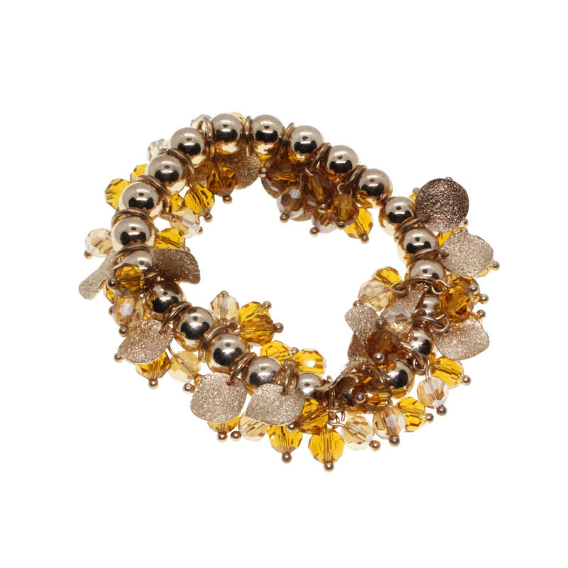 Bracelet - Gold Tone Autumn themed, Mulit-Colour Gold Beads - ML2808