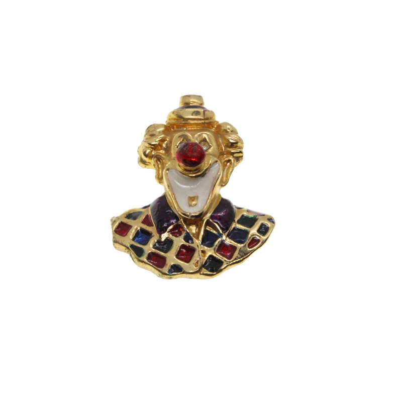 Brooch - Gold Tone Colourful Clowns with Diamantes - ML2812